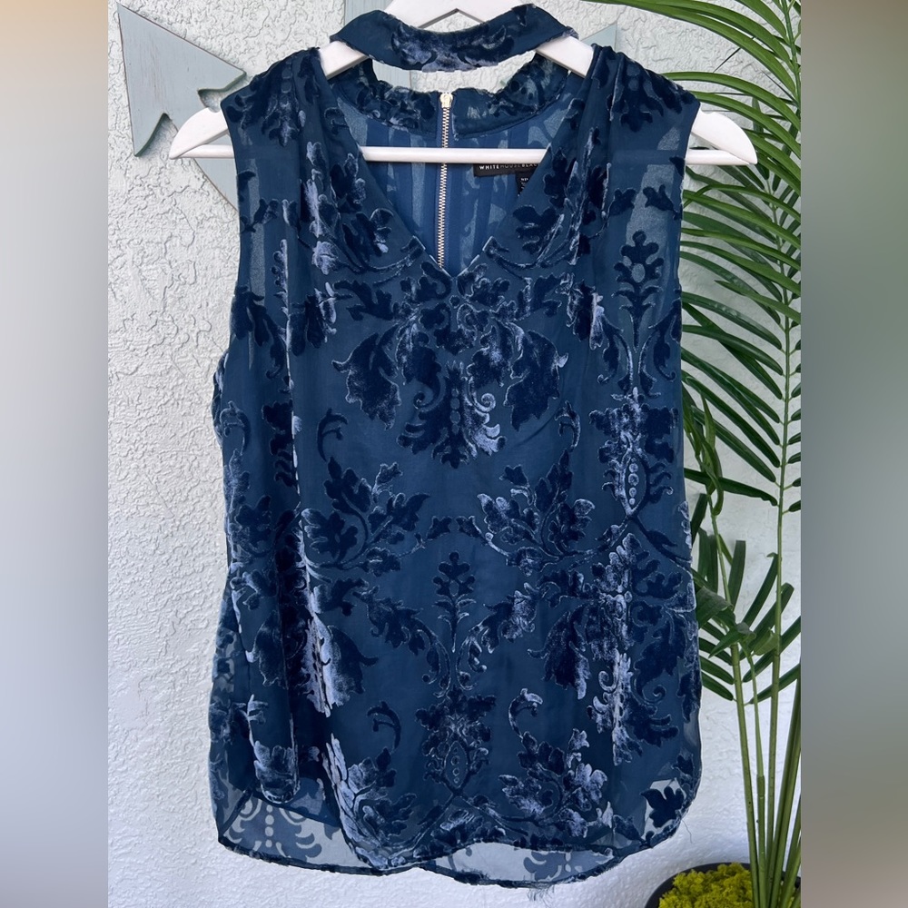 NWOT White House Black Market Salma Velvet Burnout Shell M Petite Size Sold Out - Picture 6 of 15